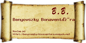 Benyovszky Bonaventúra névjegykártya